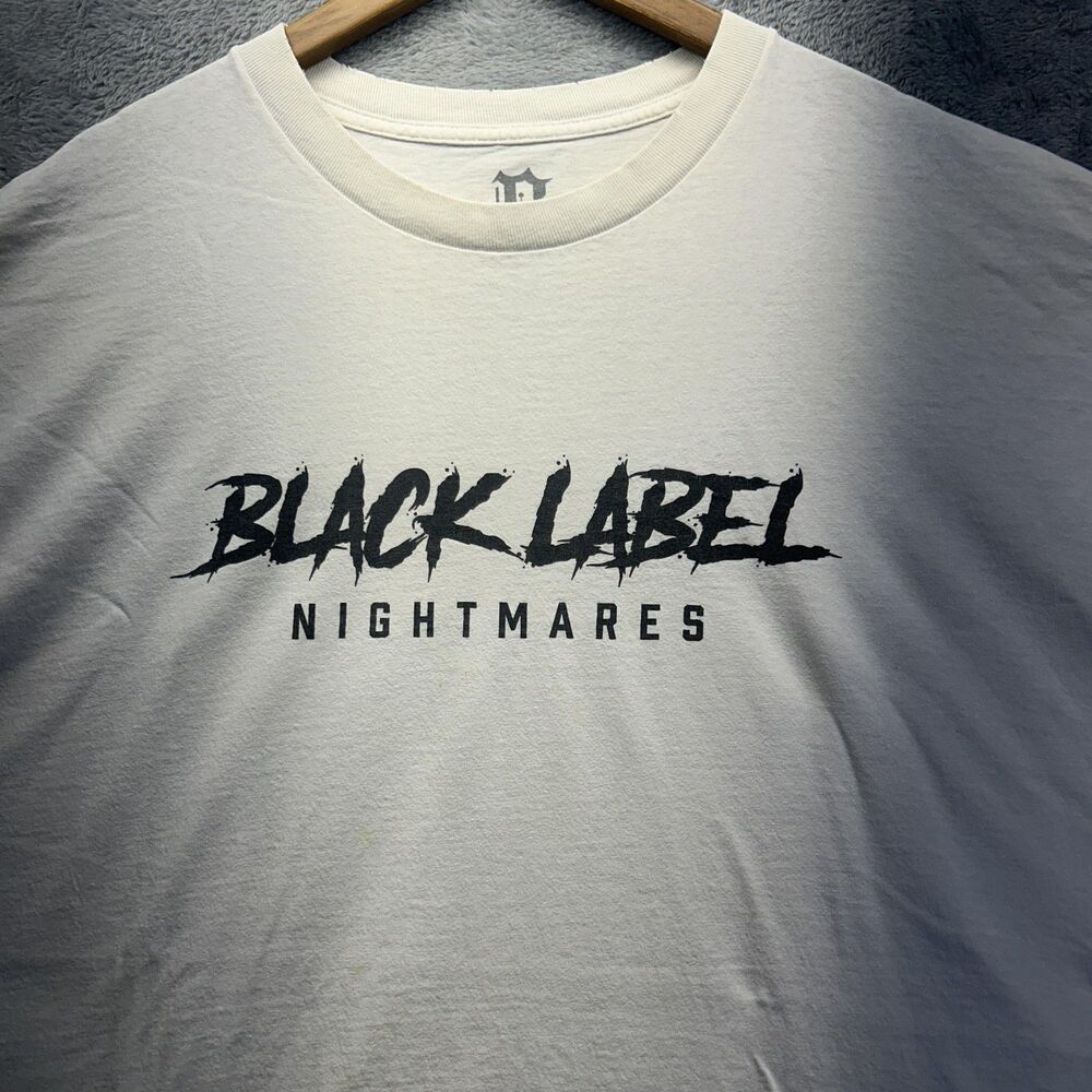 Black Label Nightmares Shirt Mens 3XL White Graphic Tee Short‎ Sleeve Streetwear - Picture 9 of 10